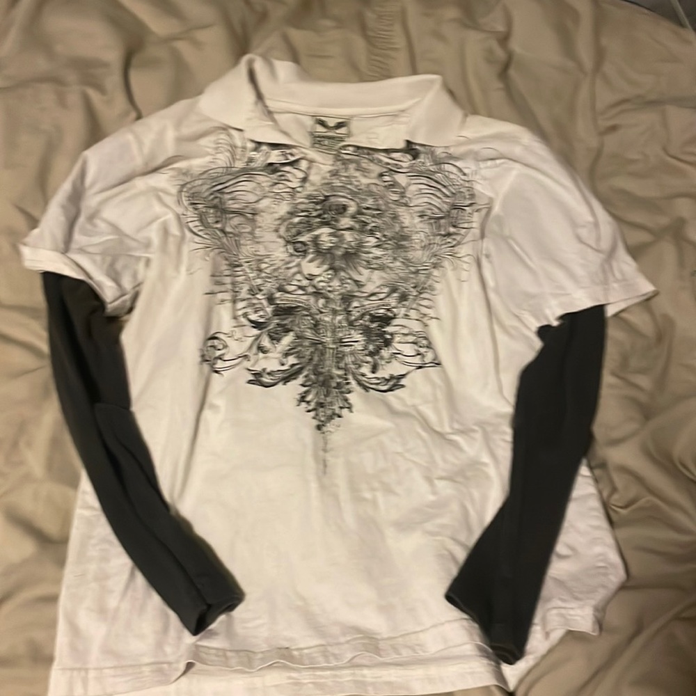 Y2K Grunge skull pattern shirt